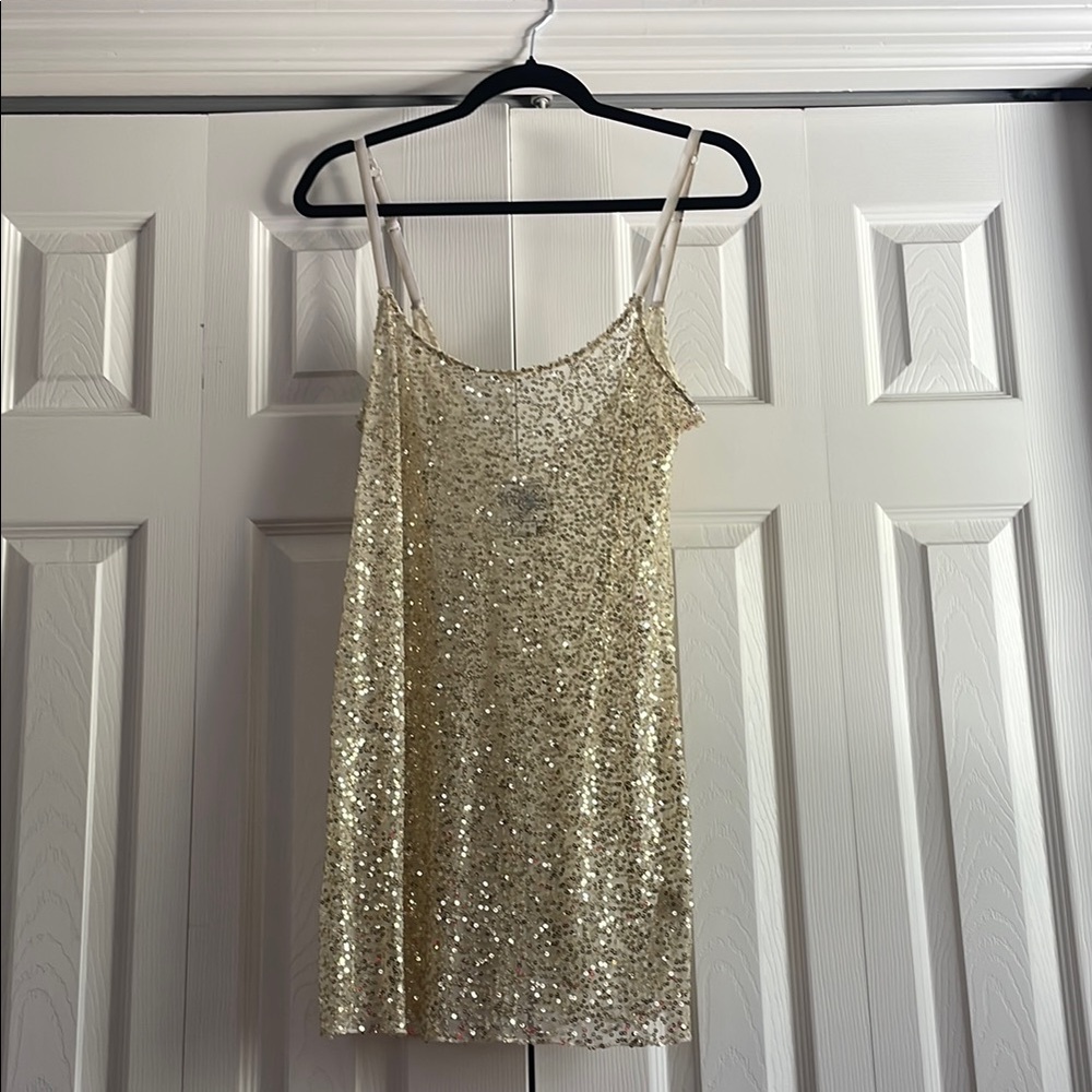 Gold Sequin Sleeveless Mini Dress